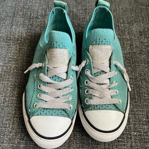Girls converse slip on mesh teal green size 13